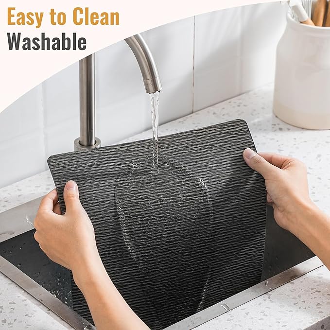 Jovono Faux Leather Placemats Set of 8, Waterproof Washable Table Mats, Easy-Clean Heat Resistant Kitchen Vinyl Place Mat for Dining Table, Restaurant, Indoor, 17.8"x11.8", Gray