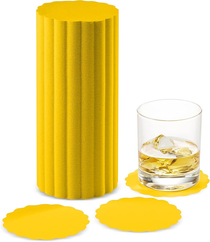 Disposable Yellow Paper Coasters for Drinks, 3.5 Inch Round Coasters for Bar, Cocktail, Beverage, Wine Or Event, 500 Pack Bulk