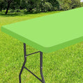 Smiry Rectangle Tablecloth, Elastic Fitted Flannel Backed Vinyl Tablecloths for 8ft Folding Tables, Waterproof Wipeable Table Covers for Indoor, Outdoor, Picnic and Camping (Lime Green, 30"x96")