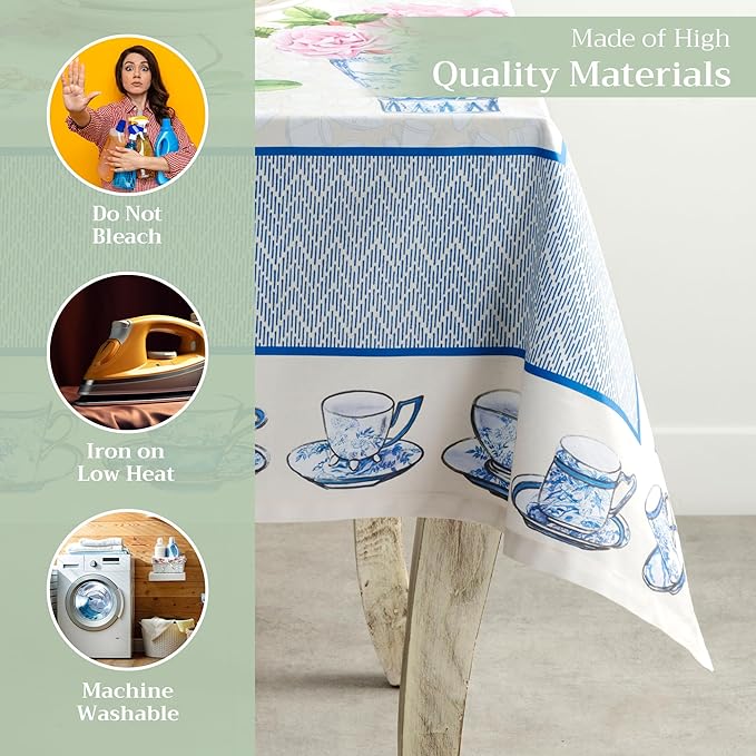 Maison d' Hermine Table Cloth Rectangle Table 100% Cotton 70 x 108 Inches Tablecloth Reusable Decorative for Dining Room Farmhouse Home Valentines Day Decorations Spring Summer - Canton
