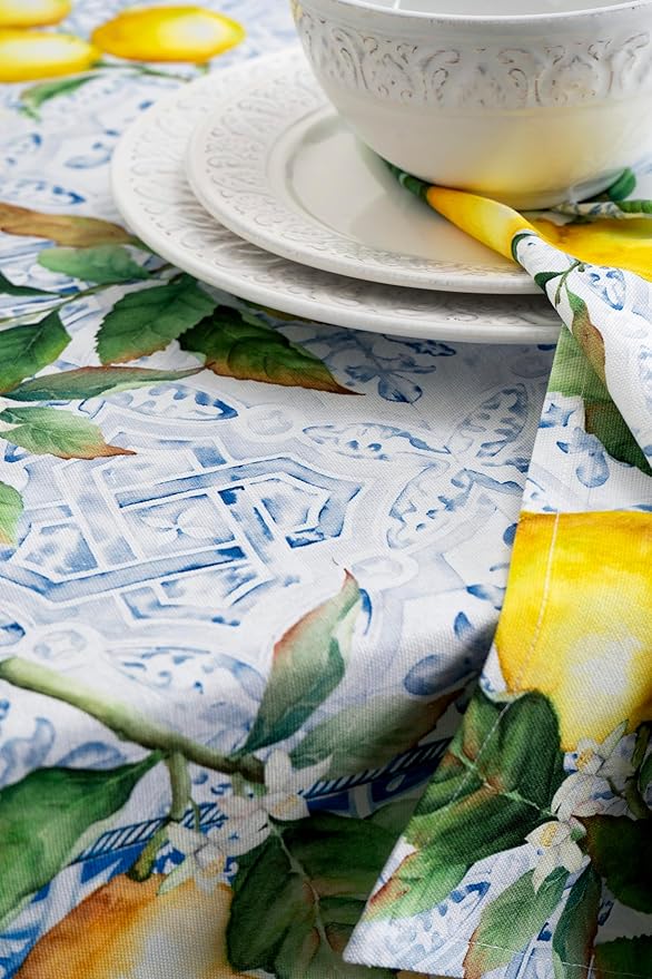 Maison d' Hermine Cloth Napkins Set of 4 100% Cotton Everyday Reusable Square Napkins Cloth Washable Dinner Party Wedding Restaurant Valentines Day Decorations Spring/Summer (Citrus, 20" x 20")