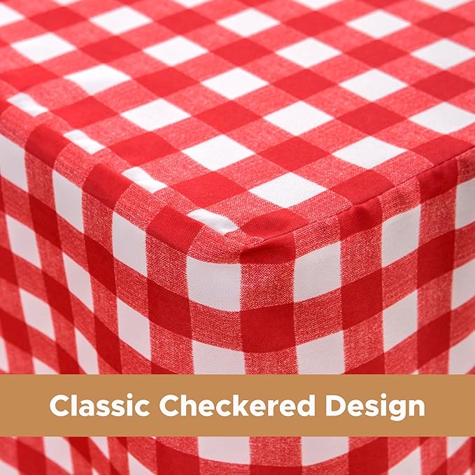 HolidayIdeas 2 Pack Checkered Fitted Table Clothes - 48 x 24 Inch - Rectangle Spring Tablecloths for 4 Foot Tables, Buffalo Plaid Table Covers for Party, Picnic, Trade Show (Red and White)
