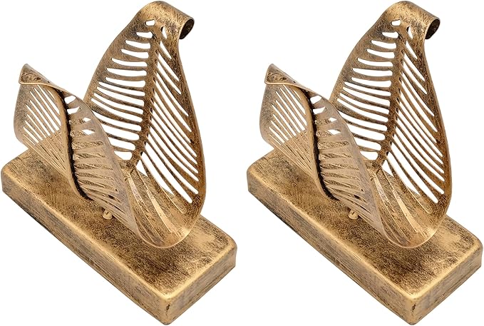 Set of 2 Freestanding Modern Napkin Holder with Leaf Design, Tabletop Tissue Dispenser, Countertop Napkin Storage Organizer – Bronze