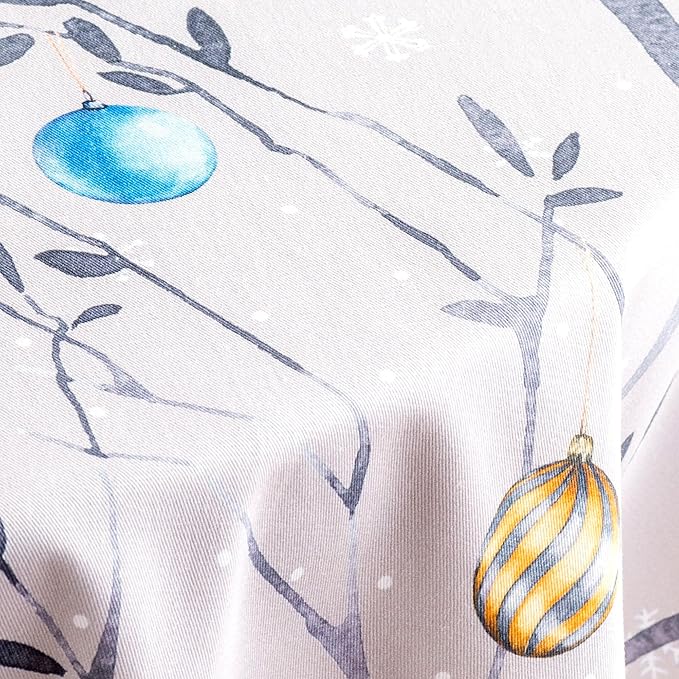 Maison d' Hermine Table Cloth Round Table 100% Cotton 69 Inches Fall Tablecloth Reusable Everyday Use for Thanksgiving Christmas Decorations Dining Farmhouse Party (Fairy Christmas)