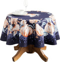 Maison d' Hermine Table Cloth Round Table 100% Cotton 69 Inches Fall Tablecloth Reusable Everyday Use for Thanksgiving Christmas Decorations Dining Farmhouse Party (Pumpkin Blues)