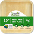 Compostable Palm Leaf Plates 10 Inch Square (75 Pack) | Disposable Biodegradable Plates Like Bamboo & Wooden | Microwave & Oven Safe | Eco-Friendly