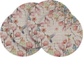 Artoid Mode Birds Flower Butterfly Round Placemats Set of 4, 15 Inch Plastic Woven Wipeable Non-Slip PVC Table Mats for Party Kitchen Dining Decor