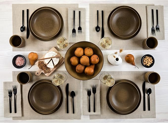Solino Home Linen Natural Placemats Set of 4-100% Pure Linen Placemats 14 x 19 Inch for Spring, Easter - Fete