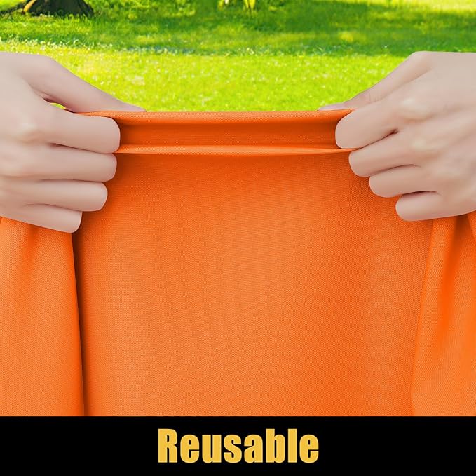 Smiry Rectangle Picnic Table Cloth, Waterproof Elastic Fitted Tablecloths for 6 Foot Tables, Washable Polyester Table Cover for Camping, Indoor and Outdoor (Orange, 30"x72")