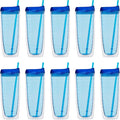 DISCOUNT PROMOS Tall Orbit Acrylic Tumblers 20 oz. Set of 10, Bulk Pack - Perfect for Iced Coffee, Soda, Other Hot & Cold Beverages - Blue