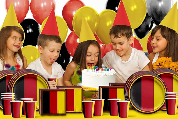 Germany German Flag Birthday Party Supplies Set Plates Napkins Cups Tableware Kit for 16