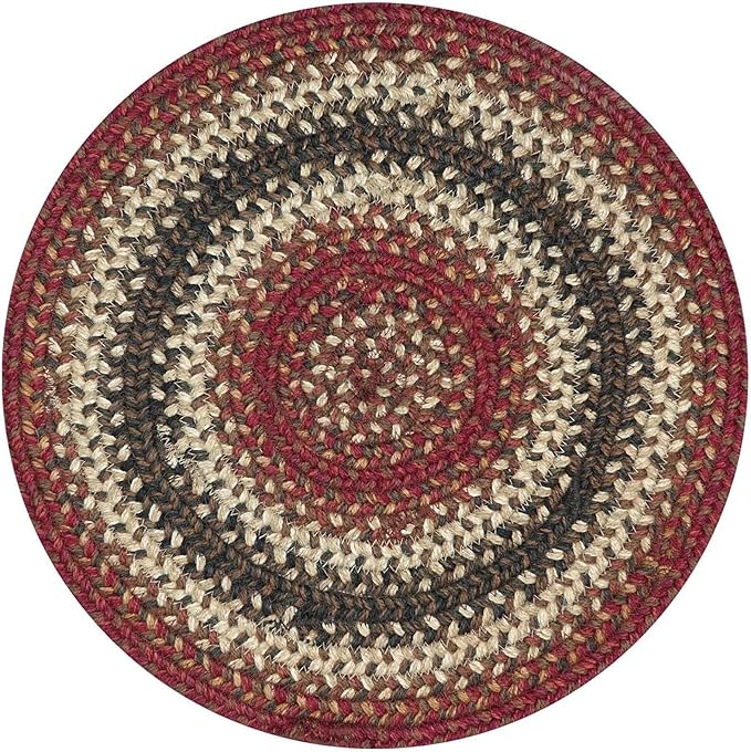 Homespice Chester Round Braided Placemats, Warm Lodge and Cabin Decor, Set of 2, 15" Red Jute Table Mats - Vibrant Colors, Durable, Easy to Clean and Protects Furniture