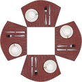 SHACOS Small Round Table Placemats Set of 4 Wedge Placemats Burgundy Red Heat Resistant Table Mats Wipe Clean (4, Burgundy Red)