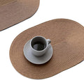 FunWheat Oval Braided Placemats Set of 8 Table Mats for Dining Tables Washable Heat Resistant Place Mats for Indoor Outdoor Use 12 x18 Inch(Oval Light Brown, 8pcs)