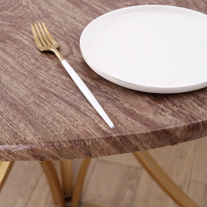 Walrus Round Vinyl Fitted Tablecloth with Flannel Backing Elastic Edge Design Table Cover Waterproof Oil-Proof PVC Table Cloth Stain-Resistant Best for 32"-36" Round