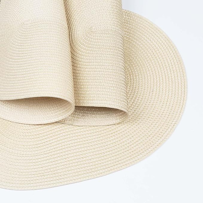 FunWheat Oval Braided Placemats Set of 8 Table Mats for Dining Tables Washable Heat Resistant Place Mats for Indoor Outdoor Use 12 x18 Inch(Oval Beige, 8pcs)