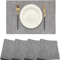 Rilassato Textile Placemats, Set of 4 Heat-Resistant Placemats for Kitchen Table, Washable Durable Linen Table Mats Woven Placemats (4, Gray)