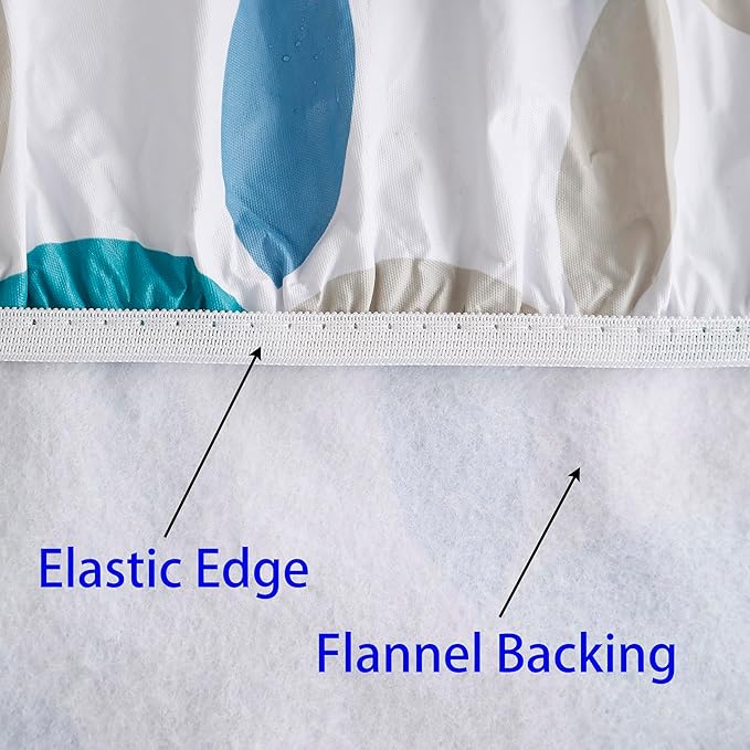 Walrus Round Vinyl Fitted Tablecloth with Flannel Backing Elastic Edge Design Table Cover Waterproof Oil-Proof PVC Table Cloth Stain-Resistant Best for 57"-66" Round