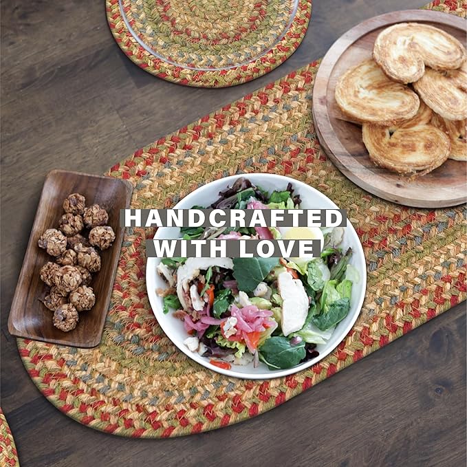 Homespice Azalea Oval Table Runner - 11"x36", Multicolor - Handcrafted with Jute - Rich Colors, Easy to Clean, Durable and Protects Furniture