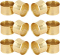 Handmade Round Hammered Golden Napkin Rings Holder for Dinning Table Parties Everyday, Set of 12