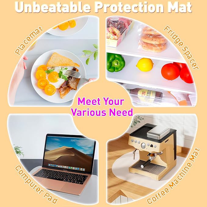 Oval Silicone Placemat Set of 4,Heat Resistant Placemats, Silicone Table Mats,Non-Slip Dining Mat for Home,Waterproof Easy Clean Kids Placemats,17"x12" Ultra-Thin Translucent (4Pcs, White)