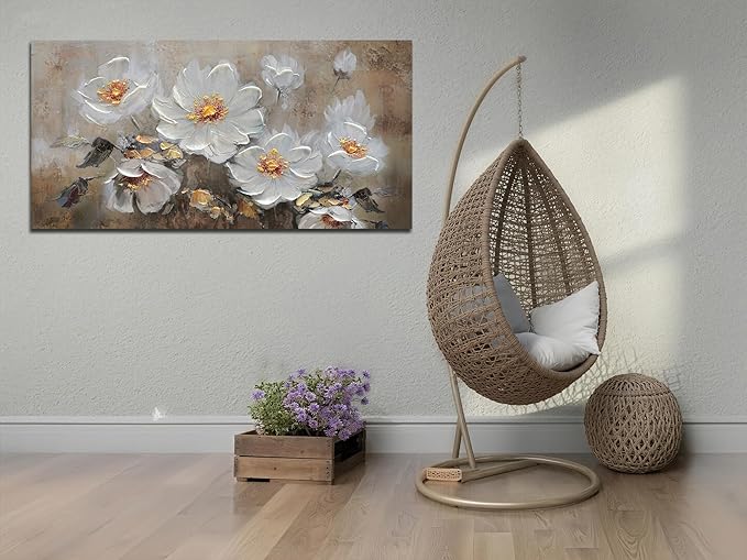 Anolyfi Vintage Flowers Canvas Wall Art Decor for Living Room, French Country Farmhouse Gallery Decorative Painting Large Artwork Picture for Hallway Bedroom Kitchen Office Home Decor 40"x20"