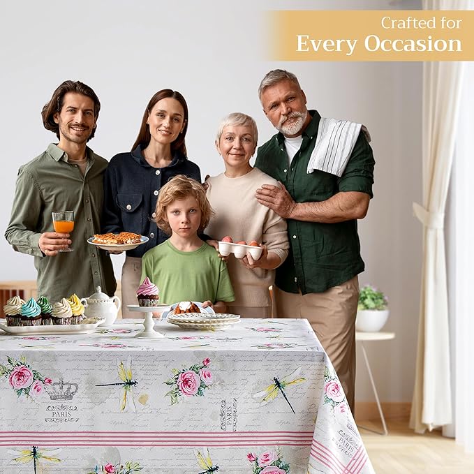 Maison d' Hermine Table Cloth Rectangle Table 100% Cotton 60 x 120 Inches Tablecloth Reusable Decorative for Dining Room Farmhouse Home Valentines Day Decorations Spring Summer - Champ De Mars