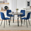 Modern 4-Person Round Dining Table Set, Space-Saving for Kitchen, Living Room, Apartment, Includes Dining Table & 4 Blue Chairs,Small Dining Room Set for 4