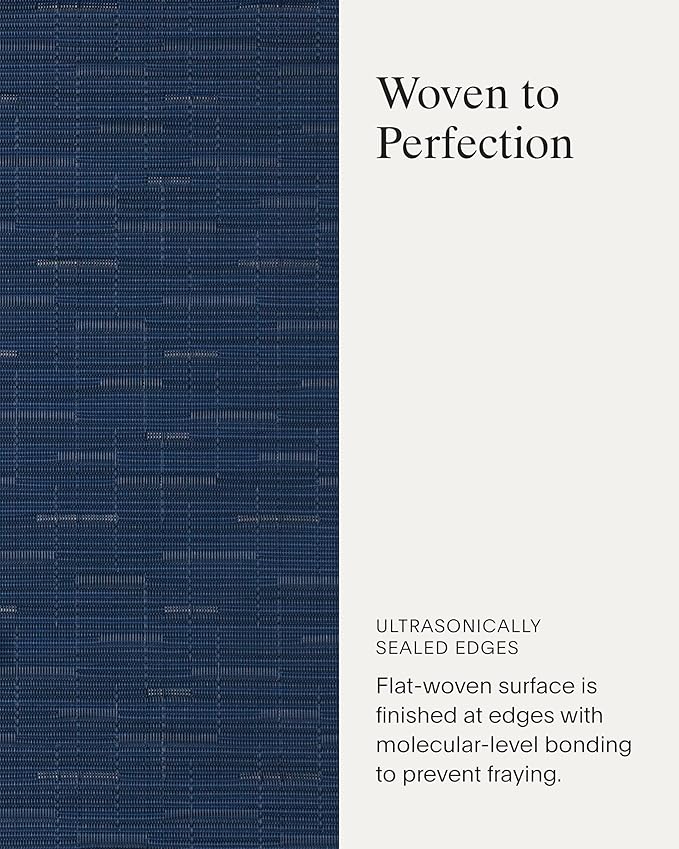 Chilewich Bamboo Placemats Set of 4 - Round Woven Placemats - Reusable, Stain-Resistant, Indoor/Outdoor Tabletop Protection - 15" - Lapis