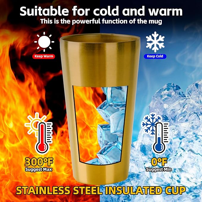 5 Pack 18.6 oz Stainless Steel Insulated Cup, Double Wall Vacuum Small Metal Cup, Reusable Camping Cups Unbreakable Indoor Outdoor for Party, Home, Office, BBQ, Gold