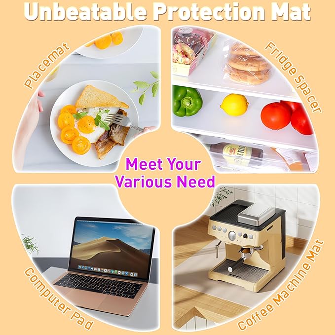 Silicone Placemat Set of 4,Heat Resistant Non-Slip Silicone Mat for Dining Table and Kitchen,Waterproof Wipeable Easy Clean Upgrade Table Mat 15.8"x11.8" Ultra-Thin Semi-Transparent(White)