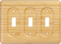 Triple Switch Plate Cover Solid Bamboo Wood for Rocker Light Switches Natural Stylish