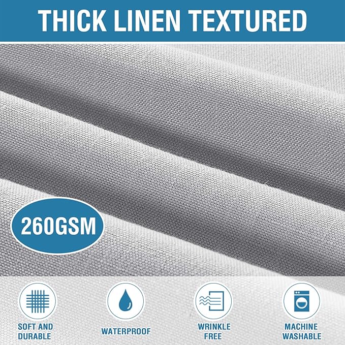 H.VERSAILTEX Linen Textured Table Cloths 60 x 60 Inch Premium Solid Tablecloth Spill-Proof Waterproof Table Cover for Dining Buffet Feature Extra Soft and Thick Fabric Wrinkle Free, Grey