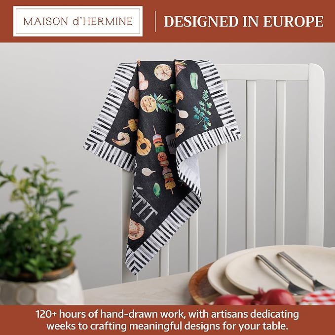 Maison d' Hermine Cloth Napkins Set of 4 100% Cotton Everyday Reusable Square Napkins Cloth Washable Dinner Party Wedding Restaurant Valentines Day Decorations Spring/Summer (Just BBQ, 18" x 18")