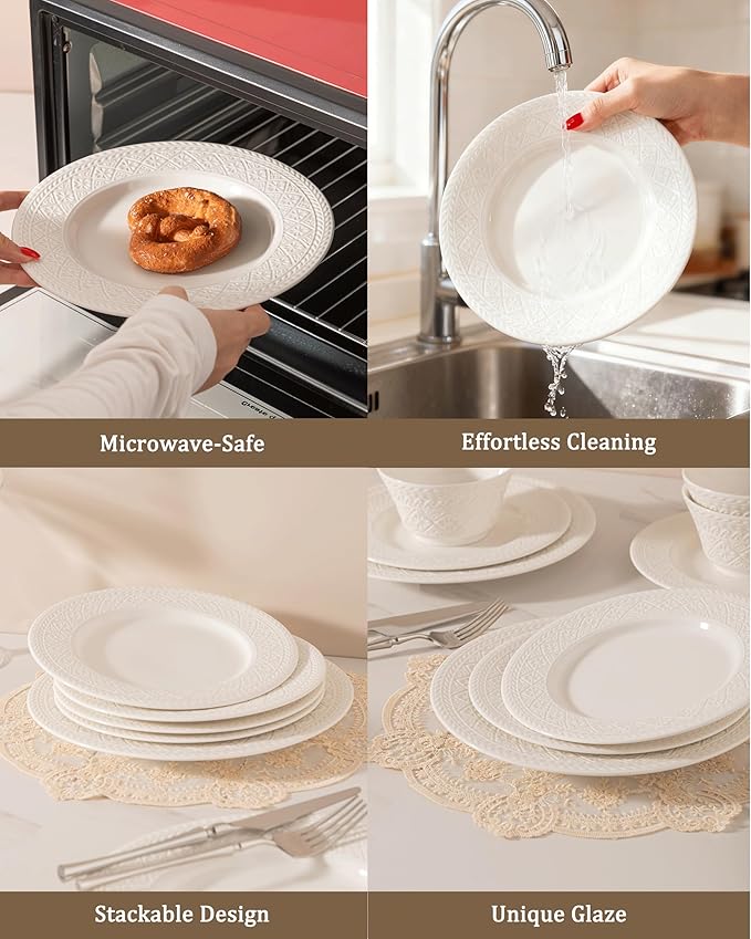 Dinnerware sets plates and bowls sets modern plates,Ceramic Dinnerware Sets,12 Pieces Porcelain Lightweight Plates,Scratch Resistant Dish Set (style - 13, 4 - Set (12pcs))