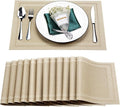 Placemats Set of 12,Washable,Heat and Stain Resistant Indoor/Outdoor Place mats,Vinyl Woven Non Slip Table Mats for Restaurant Table Protection,PVC Placemats(Beige,12PCS)