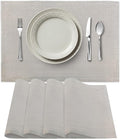 Premium European Cloth Table Linen Placemats - 56% Cotton 44% Linen Fabric, Jacquard Woven Design - for All Occasions or Daily Use - Machine Washable - Carlo Lamperti Italy - Sage, 20"x14" (Set of 4)