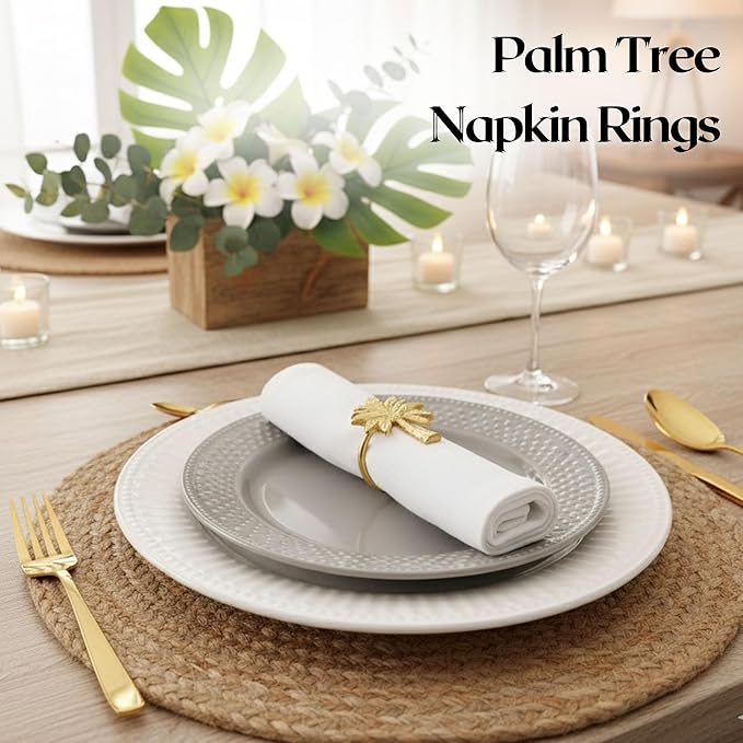 Napkin Ring Set of 12, Fall Thanksgiving Christmas Napkin Rings, Festival Metal Napkin Rings Holders, Napkin Ring Bulk for Wedding, Party, Elegant Table Settings Gift Ideas (Gold) - ALPHA Living HOME