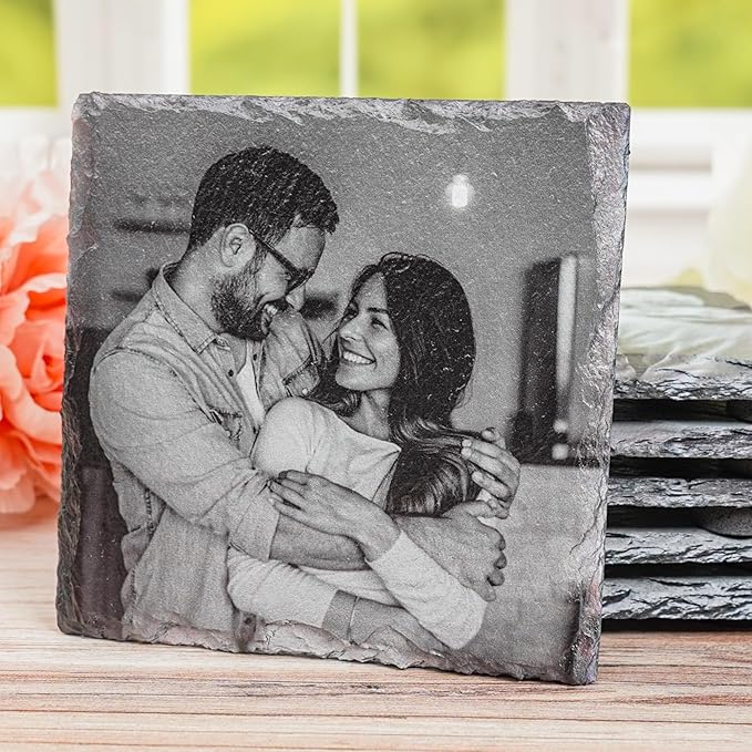 Blue Ridge Mountain Gifts - Custom Coasters Printed with with Your Images, for Couples, Boyfriend, Girlfriend or Fiance, Square Slate Coasters, Moving in Together Gift, First House