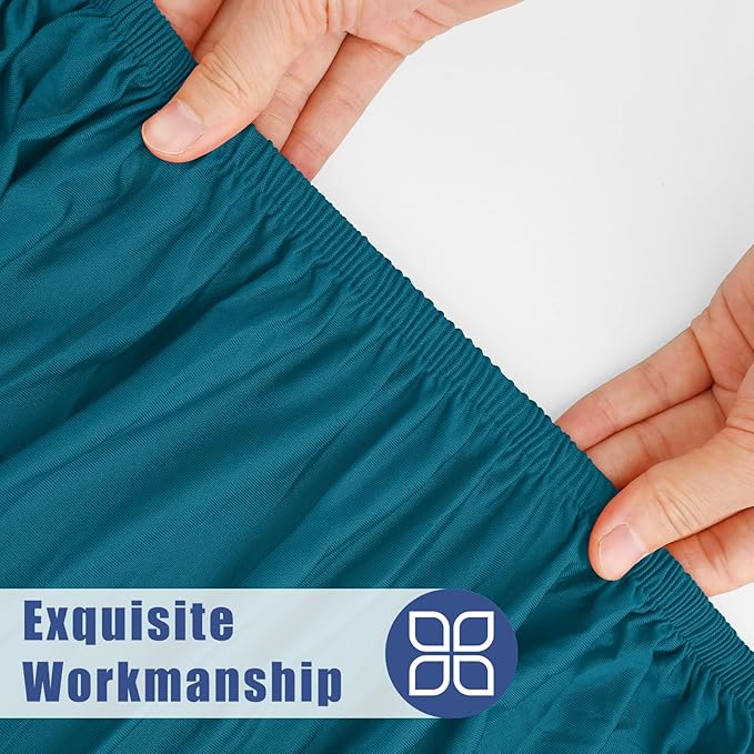 Spandex 4 Foot Rectangle Table Cloth 2 Pack, Elastic Fitted Tablecloths for Picnic, Stretch Washable Patio Table Cover for Outdoor, Camping, Banquet and Parties (Peacock Blue, 30"x48")