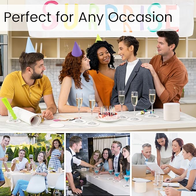 400 Pieces Disposable Paper Coasters, GOH DODD Thickened (1.5MM) 4 Inch Bar Coasters Bulk Absorbent Cardboard Blanks for Drinks DIY Arts Crafts Wedding Party Gifts Education, White, Round