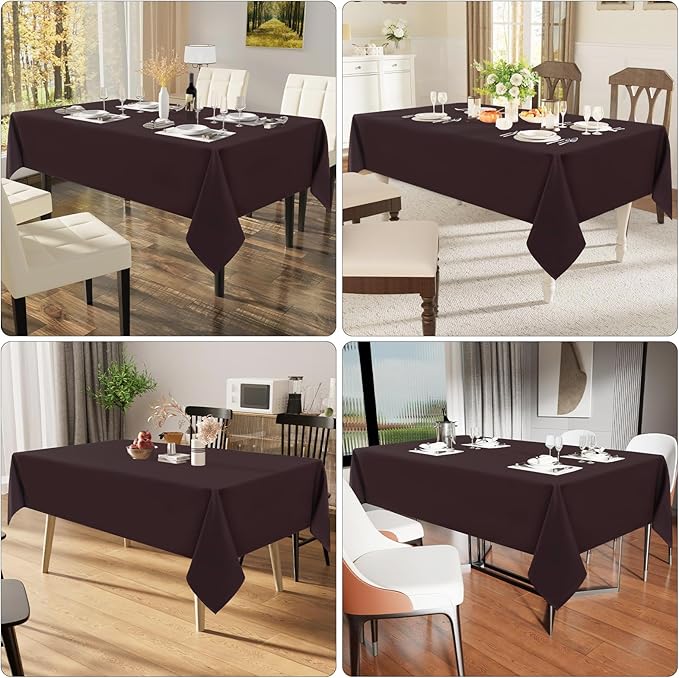 Smiry Rectangle Table Cloth, Waterproof Anti-Scratch Polyester Tablecloth, Decorative Washable Fabric Table Cover for Dining, Buffet, Parties and Outdoor, 54x78, Coffee