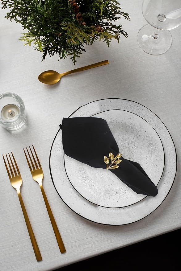 ACCENTHOME Accent Home 100% Cotton Napkins, Delicate Cloth Napkins for Dinners, Parties and Weddings，18 x 18 Inch Set of 12 - Black