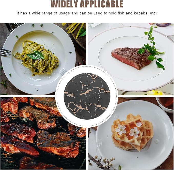 VALICLUD Creative Marble Pattern Steak Plate 10.2-inch round Imitation Porcelain Western Dinnerware Snack Dessert Tray for Household Dining and Entertaining