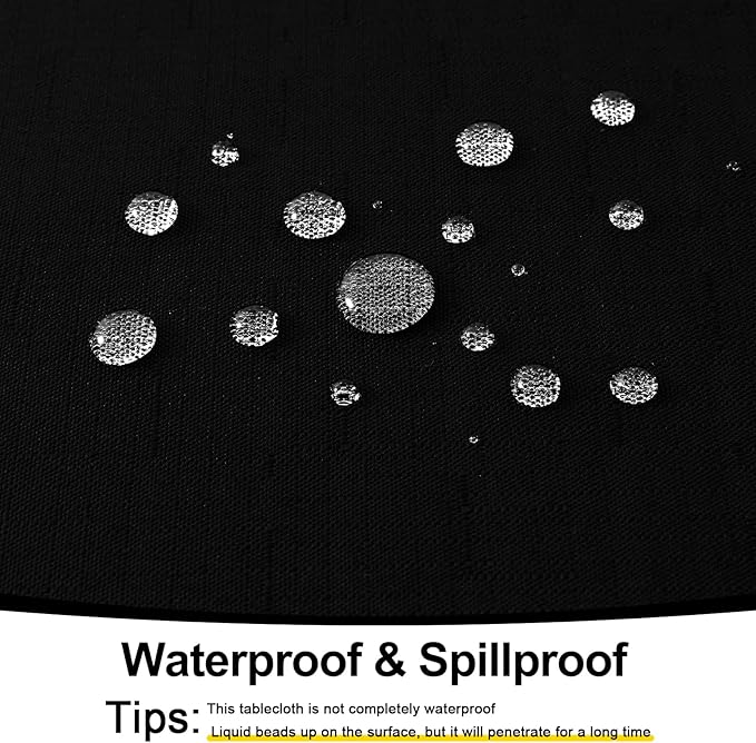 Smiry Rectangle Table Cloth Linen Textured, Waterproof Spillproof Anti-Wrinkle Burlap Tablecloth, Washable Decorative Fabric Table Cover for Dining, Party, Banquet, 60 x 120 Inch, Black