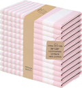 Urban Villa DinnerNapkins Horizontal Stripes Cloth Napkins Set of 12 Pink Color Dinner Napkins 20x20 Inches 100% Cotton Over Sized Cloth Napkins with Mitered Corners DinnerNapkins