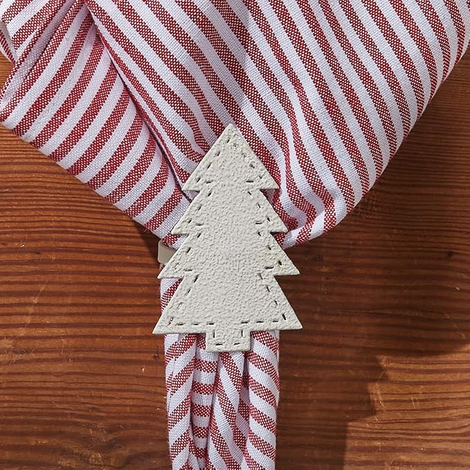 Park Designs Cream Tree Napkin Ring Set of 4 | 1.75" Metal Napkin Holders | Holiday Tree Cutout Design | Elegant Cream Christmas Table Decor | Durable Reusable Dining Accessory for Festive & Everyday