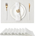 Leetaltree Luxury Crystal White Sequin Placemats Set of 8 - Waterproof Washable for Wedding, Anniversary, Daily Use - Sparkling Table Decor - Hand-Cut