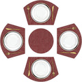 SHACOS Large Size Wedge Placemats with Centerpiece Round Mat Set of 5 Round Table Place Mats Washable Dining Table Placemats Reversible Durable, Burgundy