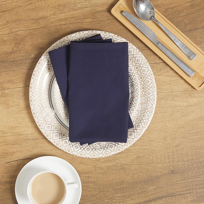 Accent Home 100% Cotton Napkins, Delicate Cloth Napkins for Dinners, Parties and Weddings，18 x 18 Inch Set of 6 - Navy